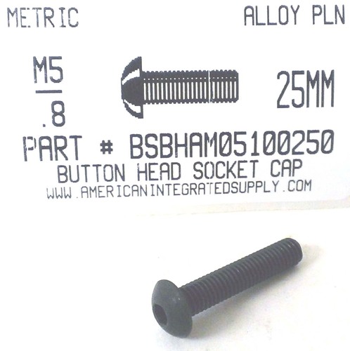 M5-.80X25mm BUTTON HEAD SOCKET CAP SCREW 10.9 STEEL BLACK D7380