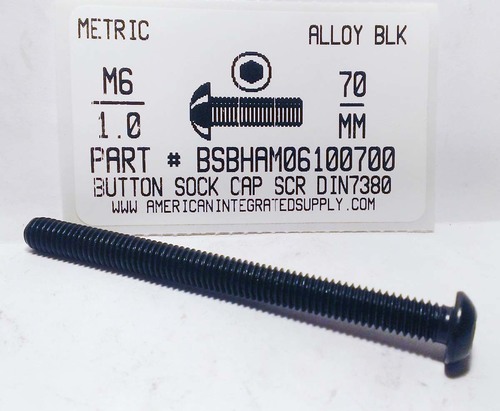 M6-1.00X70mm BUTTON HEAD SOCKET CAP SCREW 10.9 STEEL BLACK D7380