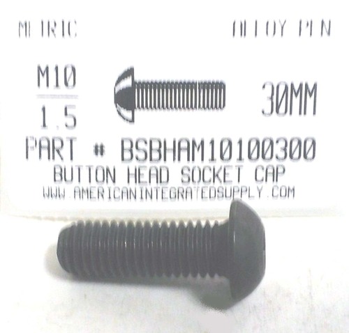 M10-1.50X30mm BUTTON HEAD SOCKET CAP SCREW 10.9 STEEL BLACK D7380