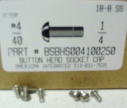 #4-40X1/4 BUTTON HEAD SOCKET CAP SCREW 18-8 STAINLESS STEEL