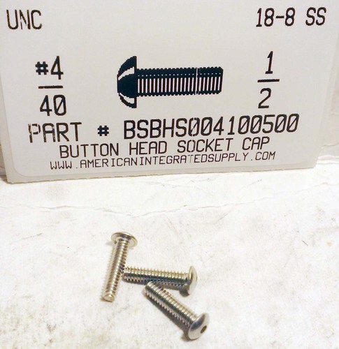 #4-40X1/2 BUTTON HEAD SOCKET CAP SCREW 18-8 STAINLESS STEEL