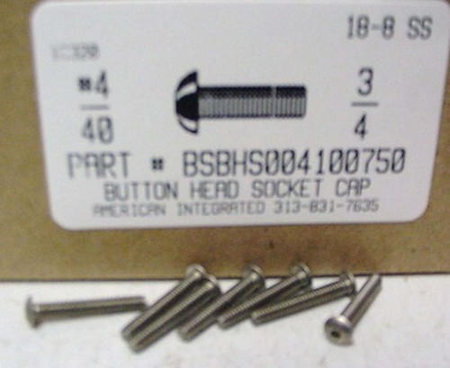 #4-40X3/4 BUTTON HEAD SOCKET CAP SCREW 18-8 STAINLESS STEEL