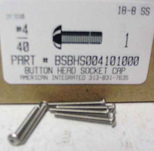 #4-40X1 BUTTON HEAD SOCKET CAP SCREW 18-8 STAINLESS STEEL