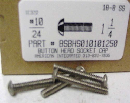 #10-24X1-1/4 BUTTON HEAD SOCKET CAP SCREW 18-8 STAINLESS STEEL