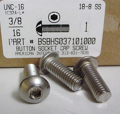 3/8-16X1 BUTTON HEAD SOCKET CAP SCREW 18-8 STAINLESS STEEL