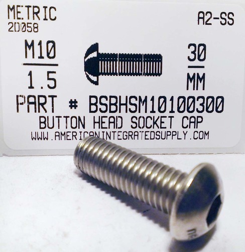 M10-1.5X30MM BUTTON HEAD SOCKET CAP SCREW A2 STAINLESS STEEL D7380