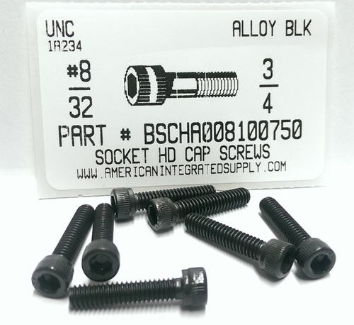 #8-32X3/4 SOCKET HEAD CAP SCREW ALLOY STEEL BLACK