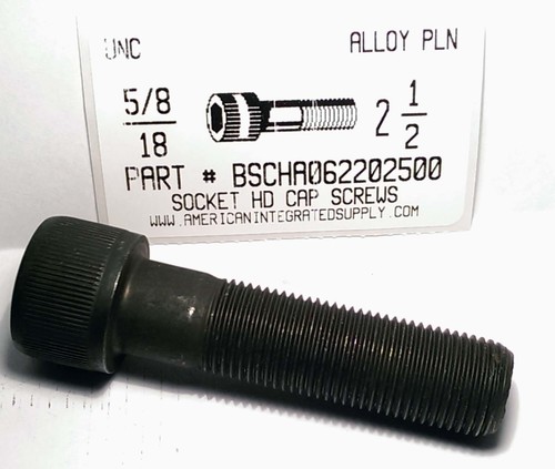 5/8-18X2-1/2 SOCKET HEAD CAP SCREW ALLOY STEEL BLACK