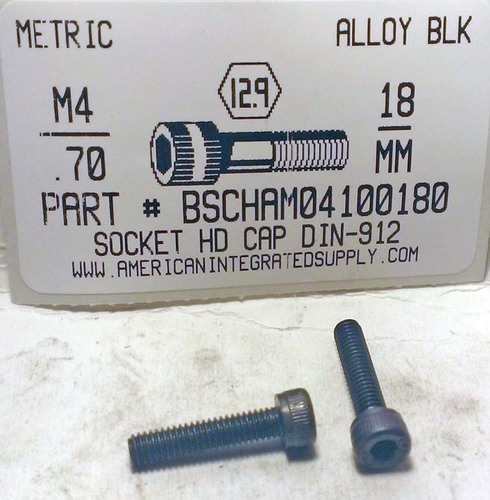 M4-.70X18mm SOCKET HEAD CAP SCREW 12.9 STEEL BLACK D912