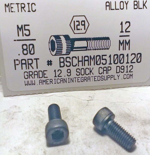 M5-.80X12mm SOCKET HEAD CAP SCREW 12.9 STEEL BLACK D912