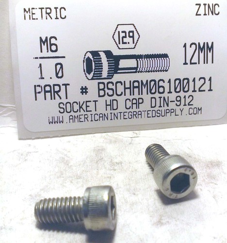 M6-1.00X12mm SOCKET HEAD CAP SCREW 12.9 STEEL ZINC D912