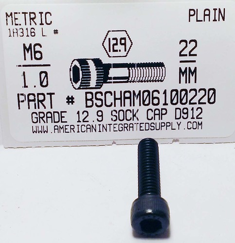 M6-1.00X22mm SOCKET HEAD CAP SCREW 12.9 STEEL BLACK D912