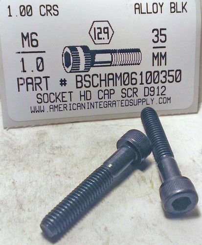 M6-1.00X35mm SOCKET HEAD CAP SCREW 12.9 STEEL BLACK D912