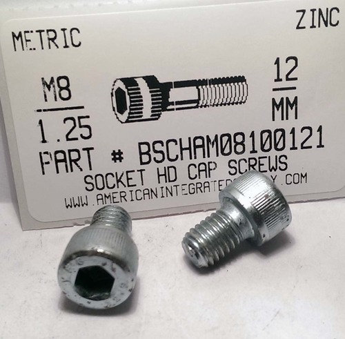 M8-1.25X12mm SOCKET HEAD CAP SCREW 12.9 STEEL ZINC D912