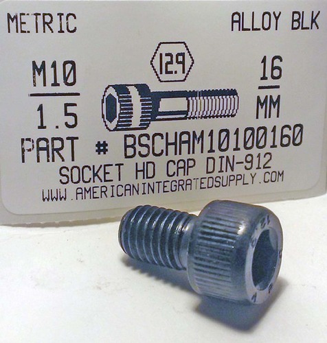 M10-1.50X16mm SOCKET HEAD CAP SCREW 12.9 STEEL BLACK D912