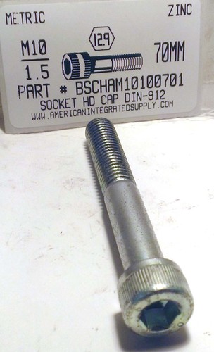 M10-1.50X70mm SOCKET HEAD CAP SCREW 12.9 STEEL ZINC D912