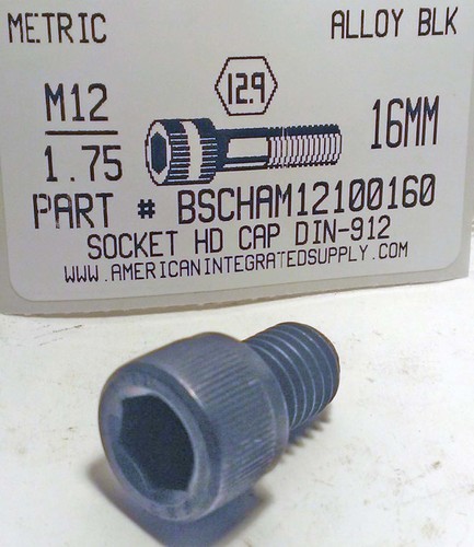 M12-1.75X16mm SOCKET HEAD CAP SCREW 12.9 STEEL BLACK D912