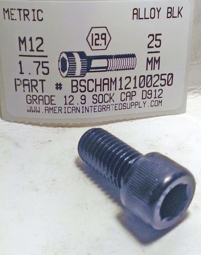 M12-1.75X25mm SOCKET HEAD CAP SCREW 12.9 STEEL BLACK D912