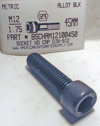 M12-1.75X45mm SOCKET HEAD CAP SCREW 12.9 STEEL BLACK D912