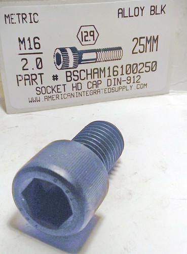 M16-2.00X25mm SOCKET HEAD CAP SCREW 12.9 STEEL BLACK D912