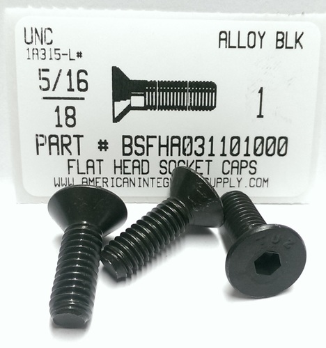 5/16-18X1 FLAT HEAD SOCKET CAP SCREW ALLOY STEEL BLACK