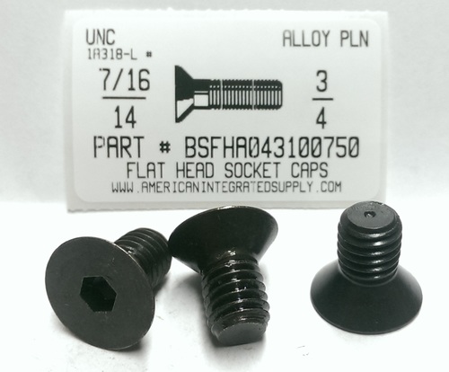 7/16-14X3/4 FLAT HEAD SOCKET CAP SCREW ALLOY STEEL BLACK