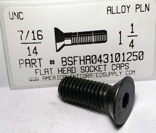 7/16-14X1-1/4 FLAT HEAD SOCKET CAP SCREW ALLOY STEEL BLACK