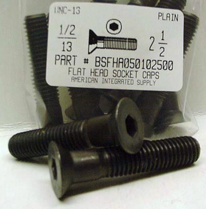 1/2-13X2-1/2 FLAT HEAD SOCKET CAP SCREW ALLOY STEEL BLACK