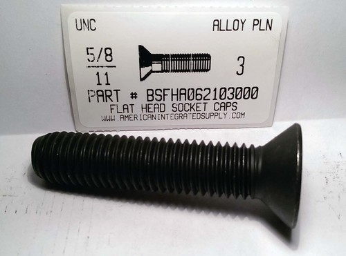 5/8-11X3 FLAT HEAD SOCKET CAP SCREW ALLOY STEEL BLACK