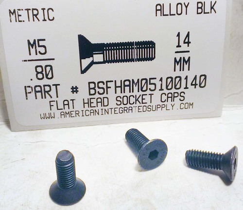 M5-.80X14mm FLAT HEAD SOCKET CAP SCREW 10.9 STEEL BLACK D7991