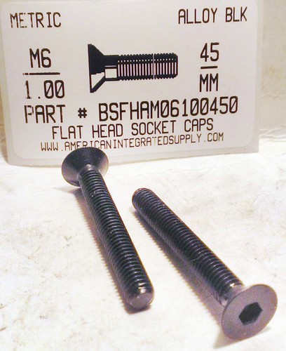 M6-1.00X45mm FLAT HEAD SOCKET CAP SCREW 10.9 STEEL BLACK D7991