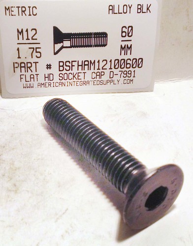 M12-1.75X60mm FLAT HEAD SOCKET SCREW 10.9 STEEL BLACK D7991