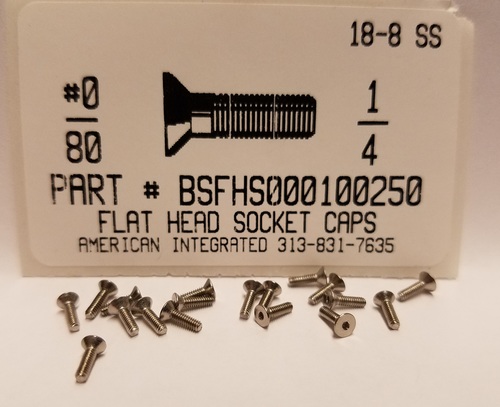 #0-80X1/4 FLAT HEAD SOCKET CAP SCREW 18-8 STAINLESS STEEL