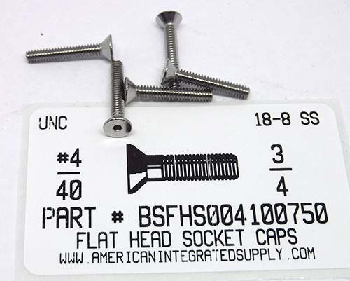 #4-40X3/4 FLAT HEAD SOCKET CAP SCREW 18-8 STAINLESS STEEL