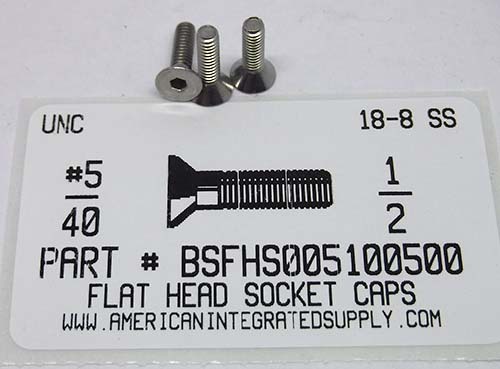 #5-40X1/2 FLAT HEAD SOCKET CAP SCREW 18-8 STAINLESS STEEL