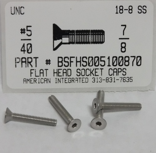 #5-40X7/8 FLAT HEAD SOCKET CAP SCREW 18-8 STAINLESS STEEL