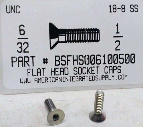 #6-32X1/2 FLAT HEAD SOCKET CAP SCREW 18-8 STAINLESS STEEL