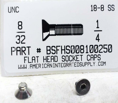 #8-32X1/4 FLAT HEAD SOCKET CAP SCREW 18-8 STAINLESS STEEL