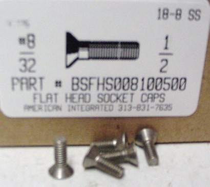 #8-32X1/2 FLAT HEAD SOCKET CAP SCREW 18-8 STAINLESS STEEL