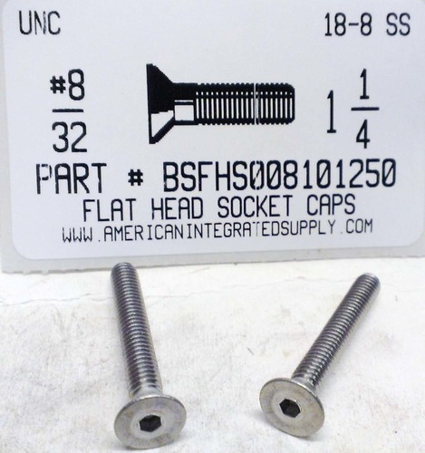 #8-32X1-1/4 FLAT HEAD SOCKET CAP SCREW 18-8 STAINLESS STEEL