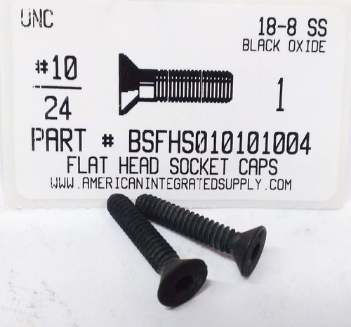 #10-24X1 FLAT HEAD SOCKET CAP SCREW 18-8 STAINLESS STEEL BLACK OXIDE