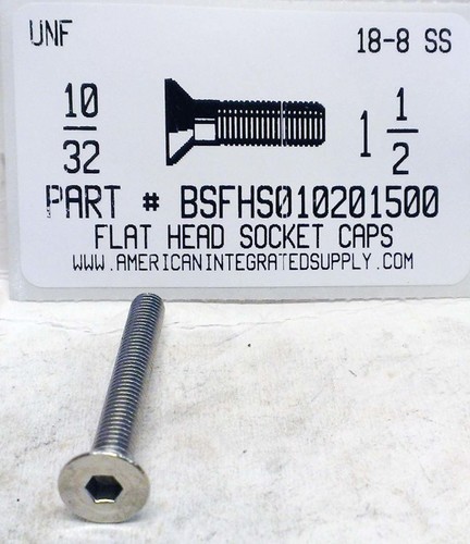 #10-32X1-1/2 FLAT HEAD SOCKET CAP SCREW 18-8 STAINLESS STEEL