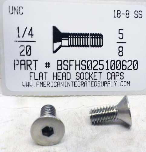 1/4-20X5/8 FLAT HEAD SOCKET CAP SCREW 18-8 STAINLESS STEEL