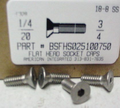 1/4-20X3/4 FLAT HEAD SOCKET CAP SCREW 18-8 STAINLESS STEEL