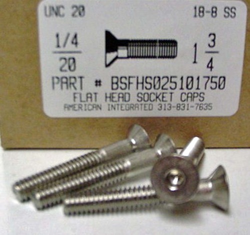 1/4-20X1-3/4 FLAT HEAD SOCKET CAP SCREW 18-8 STAINLESS STEEL