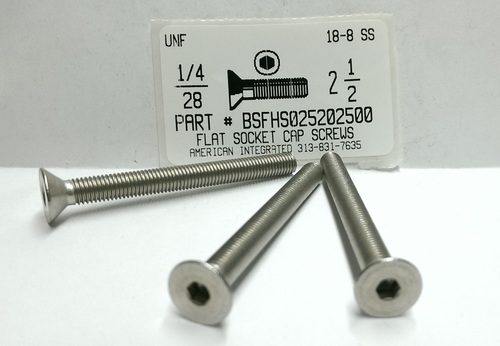 1/4-28X2-1/2 FLAT HEAD SOCKET CAP SCREW 18-8 STAINLESS STEEL