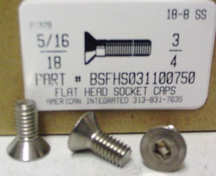 5/16-18X3/4 FLAT HEAD SOCKET CAP SCREW 18-8 STAINLESS STEEL