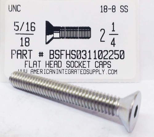 5/16-18X2-1/4 FLAT HEAD SOCKET CAP SCREW 18-8 STAINLESS STEEL