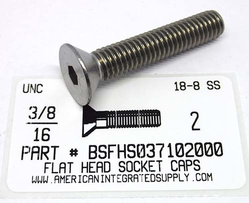 3/8-16X2 FLAT HEAD SOCKET CAP SCREW 18-8 STAINLESS STEEL