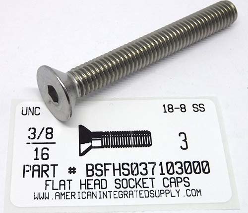 3/8-16X3 FLAT HEAD SOCKET CAP SCREW 18-8 STAINLESS STEEL